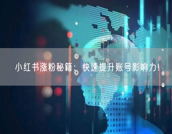 小红书涨粉秘籍：快速提升账号影响力！
